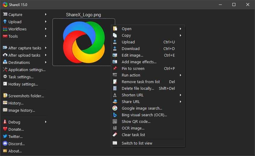 A screenshot of ShareX