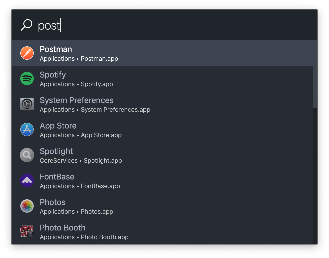 A screenshot of ueli